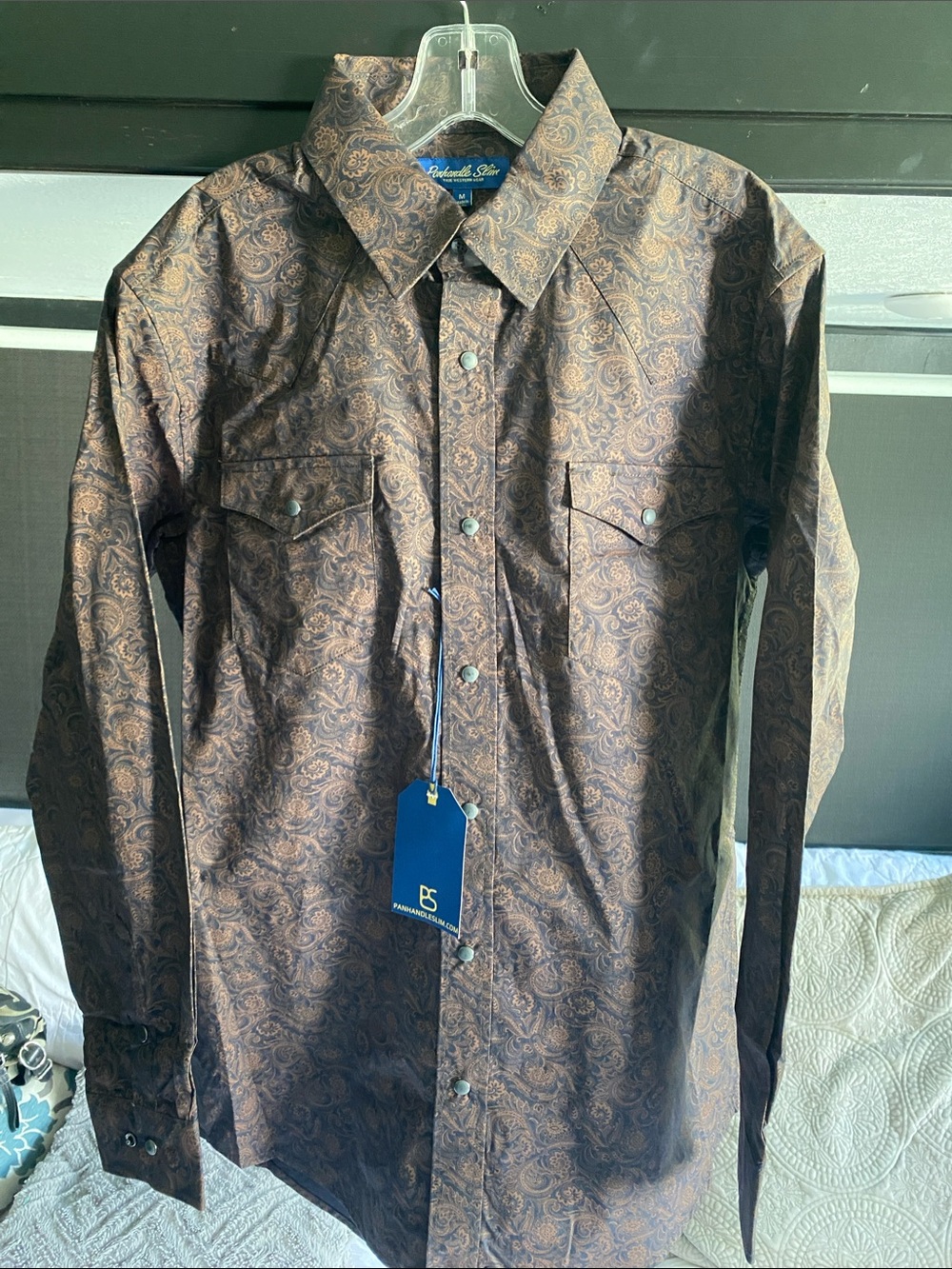 Panhandle Slim Brown Paisley Western Button-Down Shirt